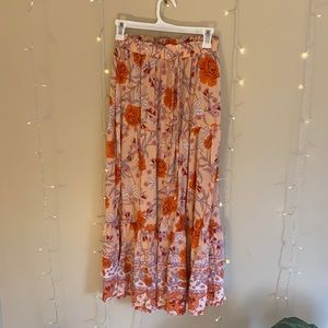 Women's Bohemian Floral Maxi Skirt with Pockets